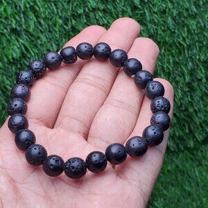 Lava Gemstones Beaded Unisex Bracelet, Healing Round Crystal Bracelet, BS41051